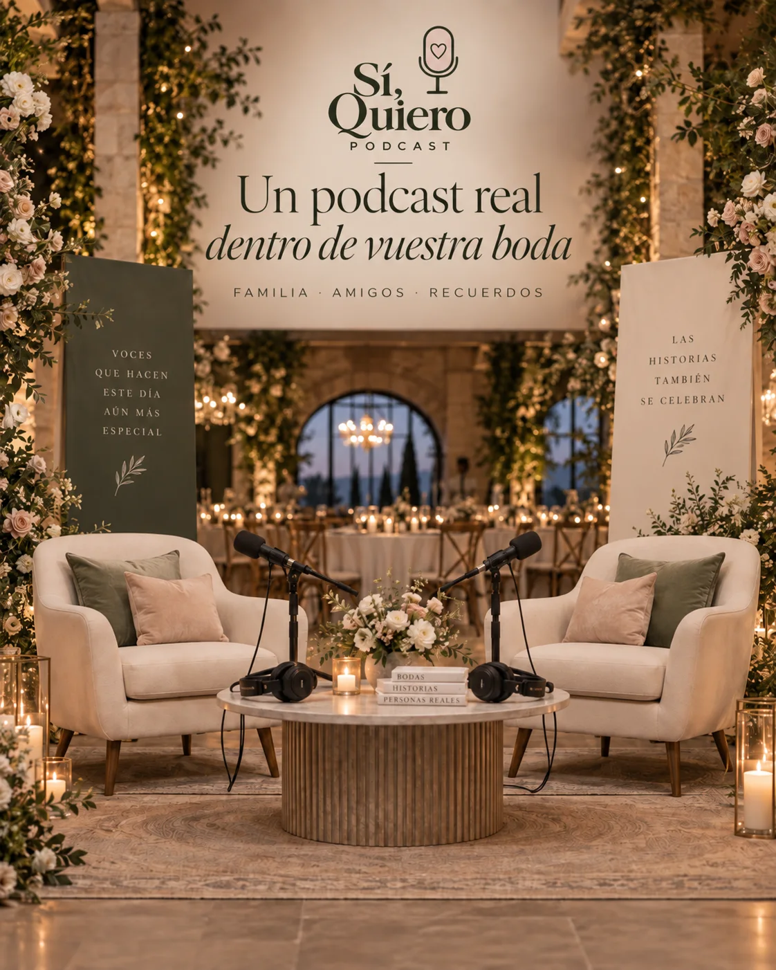 Espacio de Sí Quiero Podcast preparado para recoger las voces y recuerdos de una boda